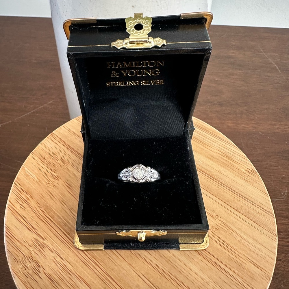 Hamilton‎ & Young Sterling Silver Custom Wedding Ring Size 5/5.5 Vintage Style